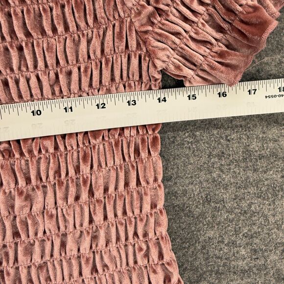 Wild Fable Top Women M Medium Pink Short Sleeve Gaphered Round Neck Casual - Picture 5 of 7